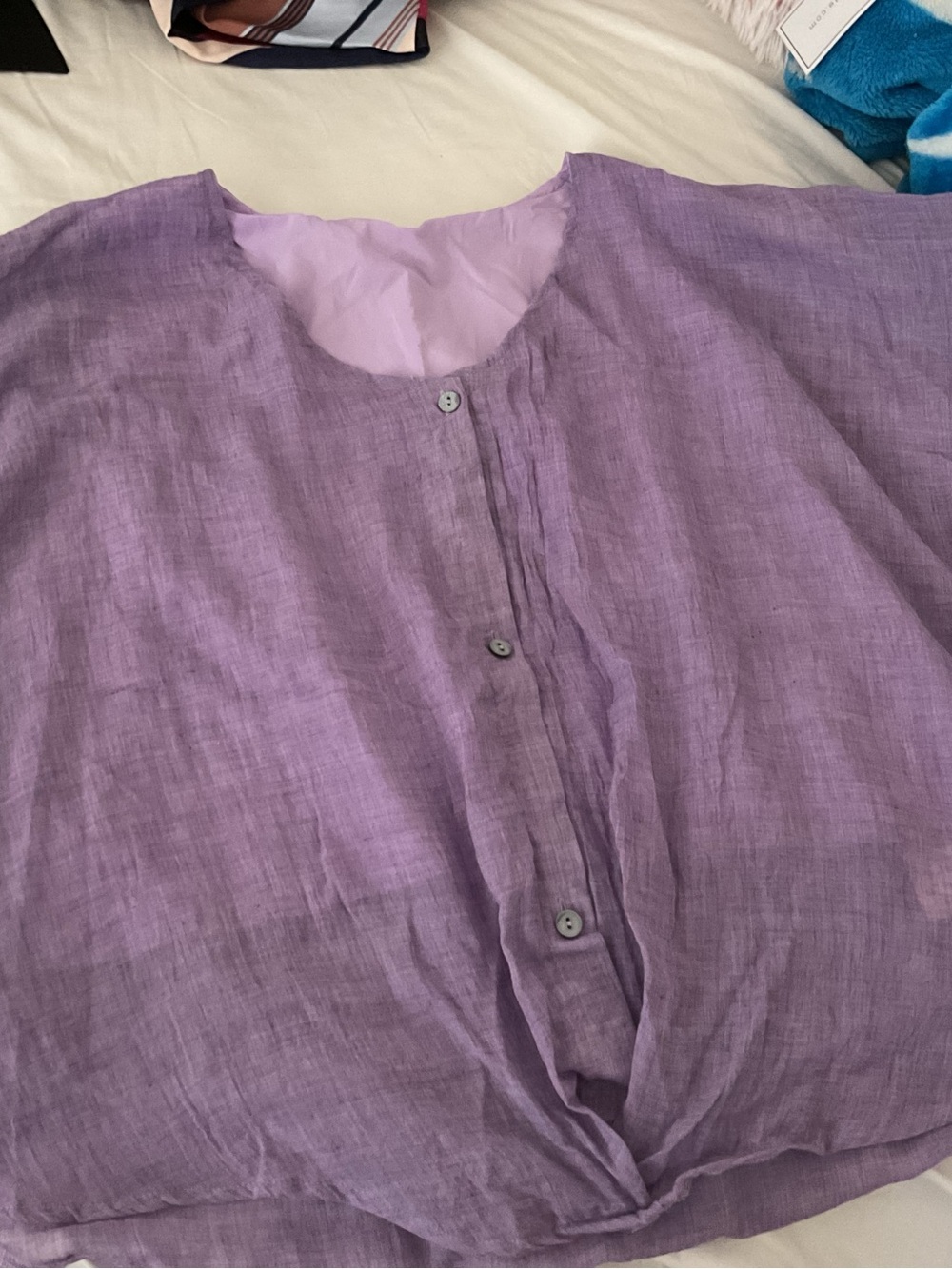 Light Purple Linen Button-Front Women's Blouse